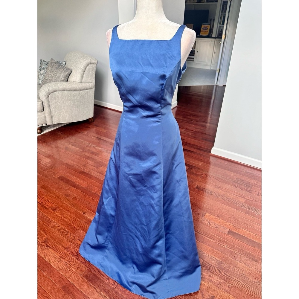 Vintage 2000s Michelangelo Davids Bridal Blue Simple Princess Formal Gown Dress - Picture 6 of 9